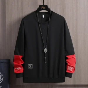 Spring's New Men's Sweatshirts With Round Neck Pullover and Long Sleeved Top