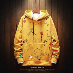 YiXin Mens Hoodies Heavyweight High Quality 2022 Winter Autumn Print Fashion Pull Over Hoodies Men Loose Casual Hoodies Men